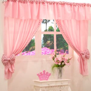Cortina para quarto Ursinha Rosa 2 metros