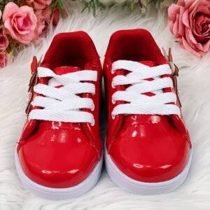 Tênis de Cadarço Vermelho C/ Aplique Borboletas Meninas