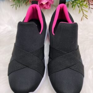Tênis infantil Preto e Pink calce fácil confort Meninas
