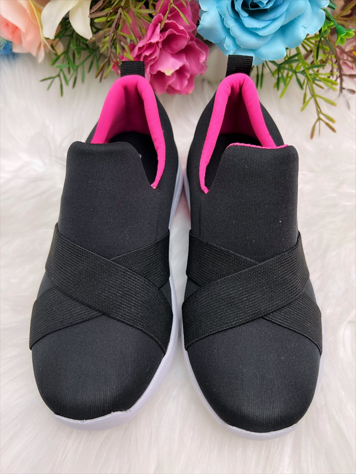 Tênis infantil Preto e Pink calce fácil confort Meninas