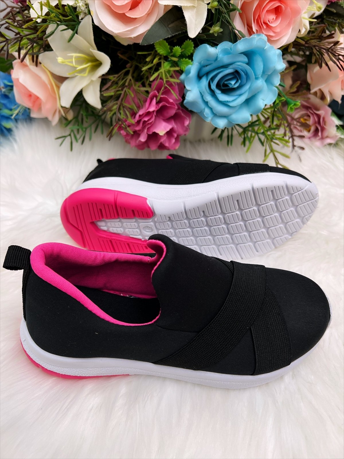 Tênis infantil Preto e Pink calce fácil confort Meninas - Imagem 2