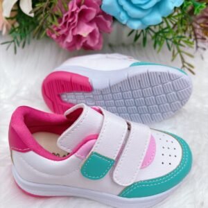 Tênis Infantil Branco e Verde C/ Velcro Meninas