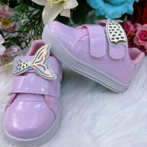Tênis Lilás Verniz e Rosa Aplique Sereia Velcro Meninas