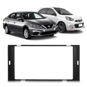 MOLDURA 2 DIN CHINêS E JAPONÊS NISSAN MARCH 14/16, SENTRA 14/16, VERSA 15/16 SEM SOM ORIGINAL- PRETA COD 3213