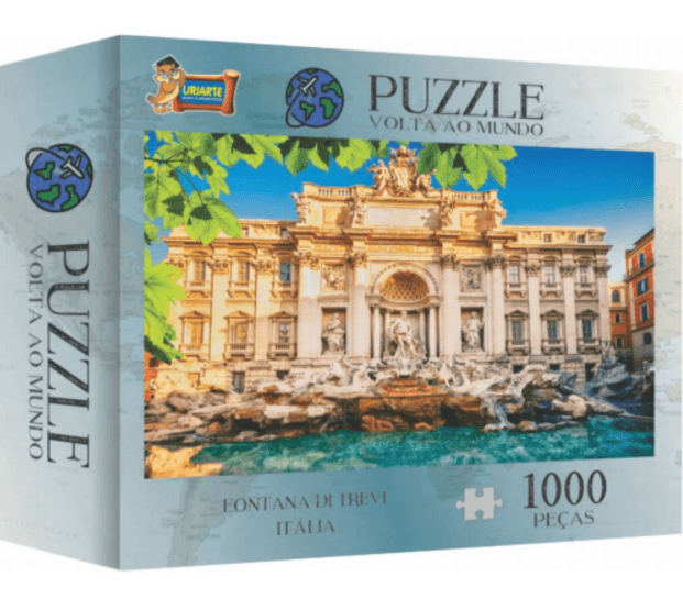 Puzzle Volta ao Mundo - Fontana de Trevi Itália - 1000 Peças - Uriarte
