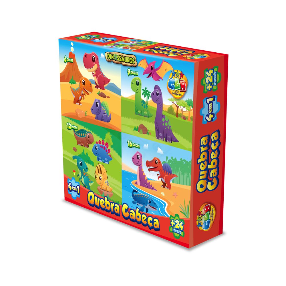 Quebra Cabeça - 4 em 1 - Dinossauros - GGB