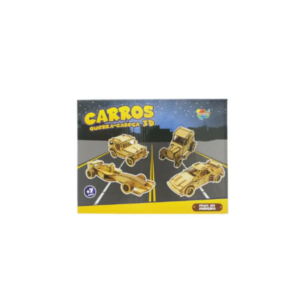 Quebra Cabeça - Carros 3D MDF - Aquarela