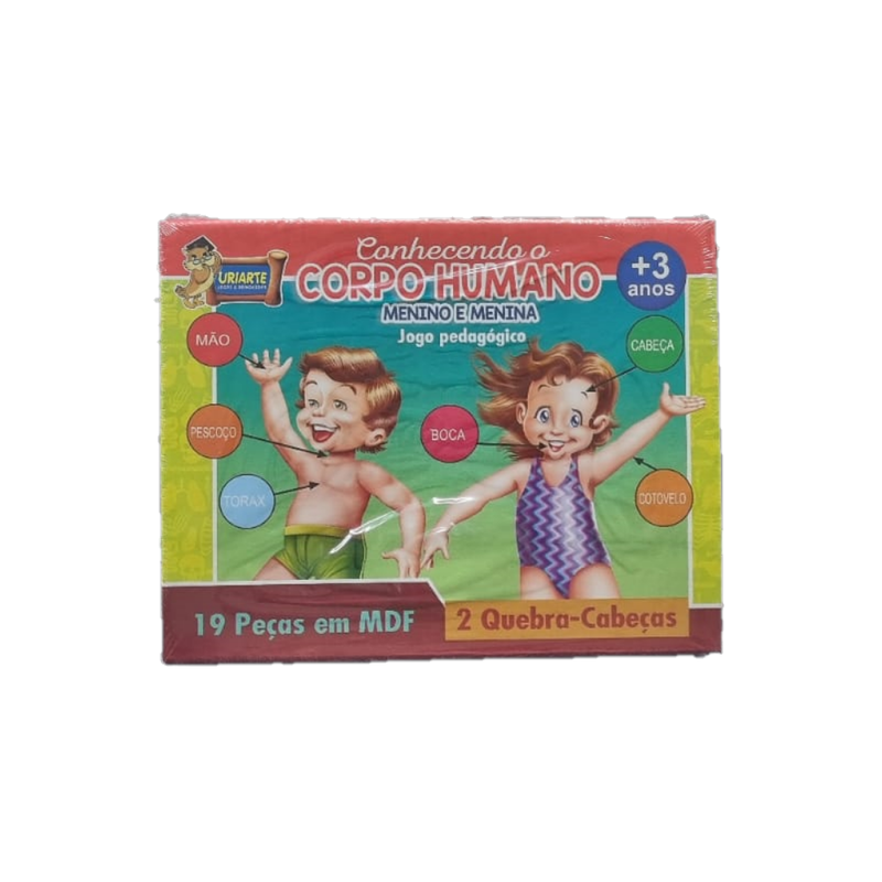 Quebra-Cabeça - Conhecendo o Corpo Humano - Menino e Menina - 19 Peças - Uriarte