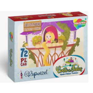 Quebra-Cabeça - Conto de Fadas - Rapunzel - Madeira - 72 Peças - Aquarela