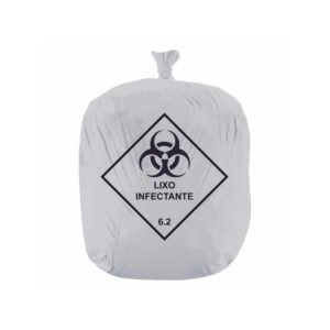 Saco P/ Lixo - Branco 50L - Pacote C/ 100 Unidades - Resíduo Infectante.