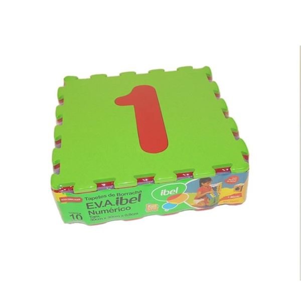 Tapete de Borracha E.V.A - Numérico - 30cm X 30cm - 10 Peças - Ibel