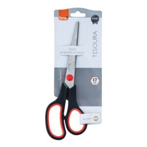 Tesoura de Aço Inox - 17cm - Cabo Emborrachado - BRW