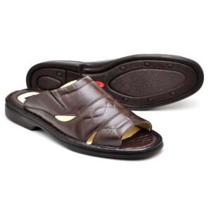 Chinelo Masculino Conforto Couro Marrom