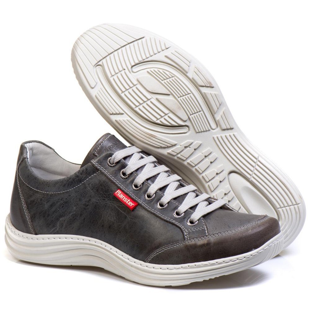 Sapatênis Casual Conforto Couro Cinza 3001 - Imagem 2