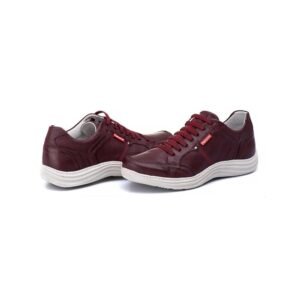 Sapatênis Casual Conforto Couro Vermelho