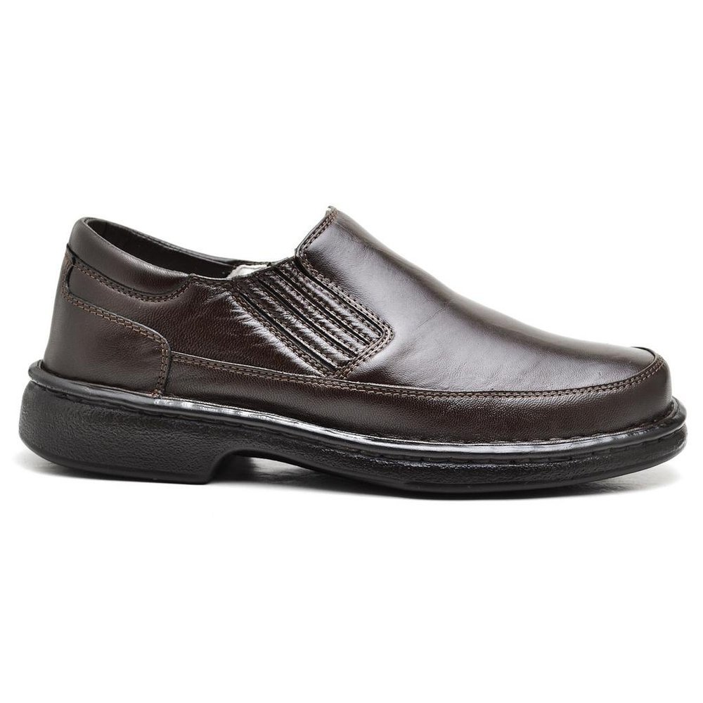 Sapato Casual Conforto Couro Marrom