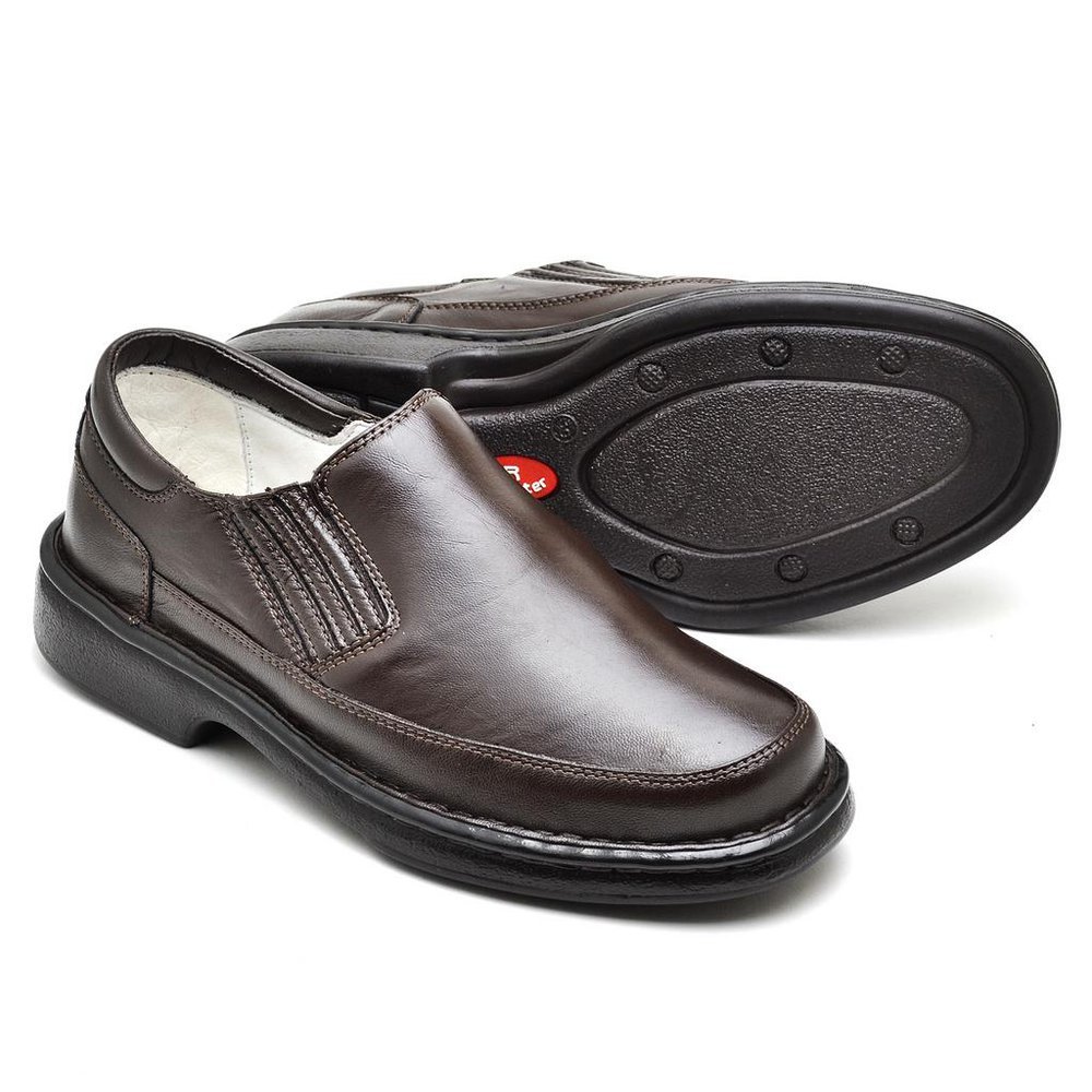 Sapato Casual Conforto Couro Marrom - Imagem 2