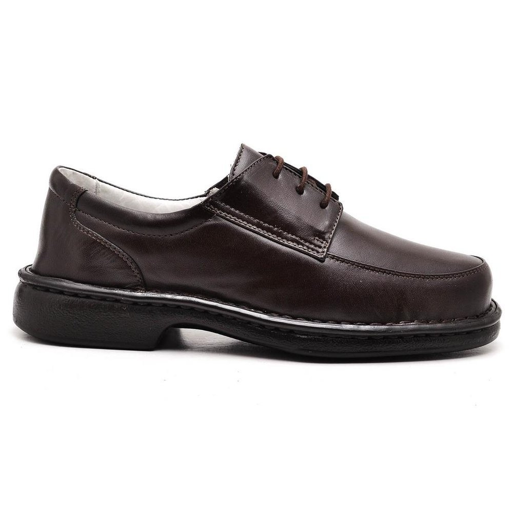Sapato Conforto Couro Masculino Marrom