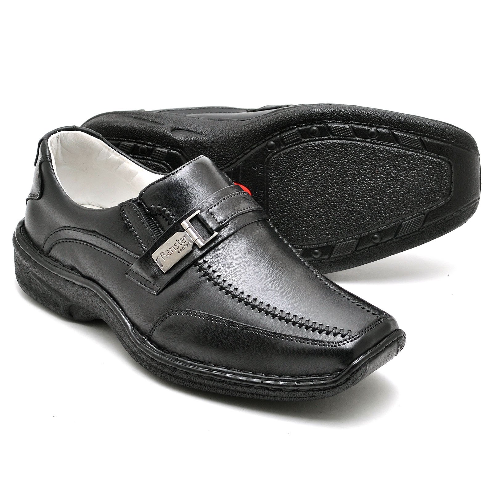 Sapato Conforto Couro Masculino Preto - Imagem 3