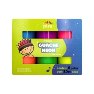 Tempera Guache Escolar - C/ 6 Cores - Neon - 15ml - Piratininga