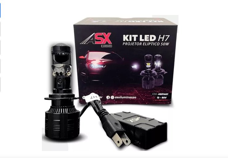 LED H7 ASX PROJETOR ELIPTICO - 50W 12 80V