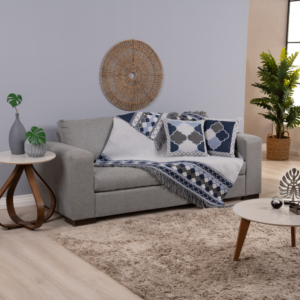 Kit Xale para Sofá Grécia 5 Peças 1,35m x 1,35m 60% Algodão / 40% Poliéster Jacquard com Franja Acompanha Almofadas Chei