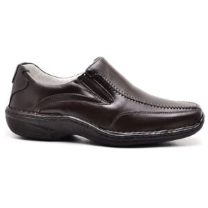 Sapato Conforto Couro Masculino Marrom