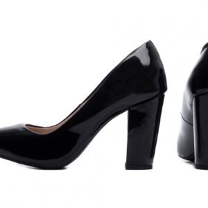 Sapato Scarpin Salto Quadrado Verniz Preto