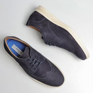 Sapato Social Masculino Oxford Couro Marinho Azul