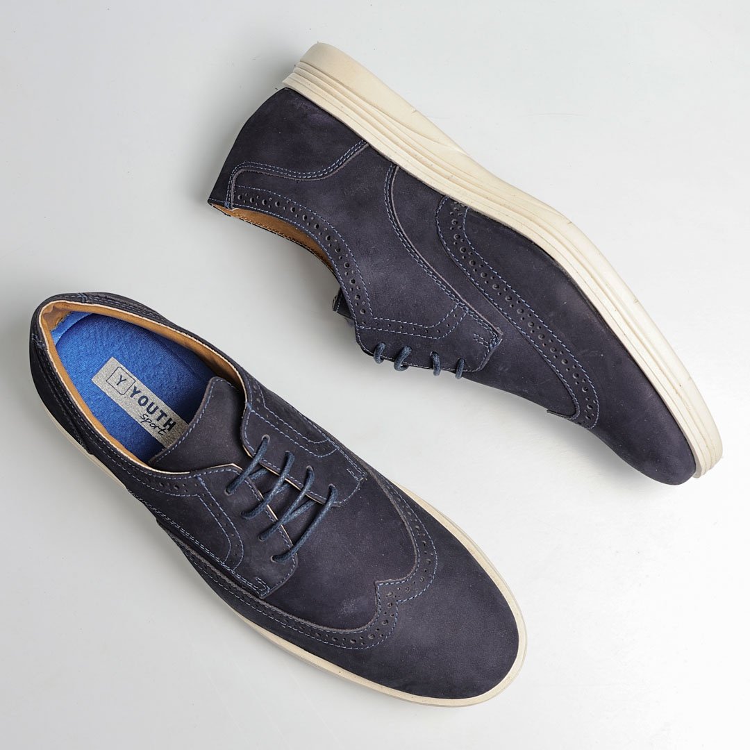 Sapato Social Masculino Oxford Couro Marinho Azul - Imagem 5