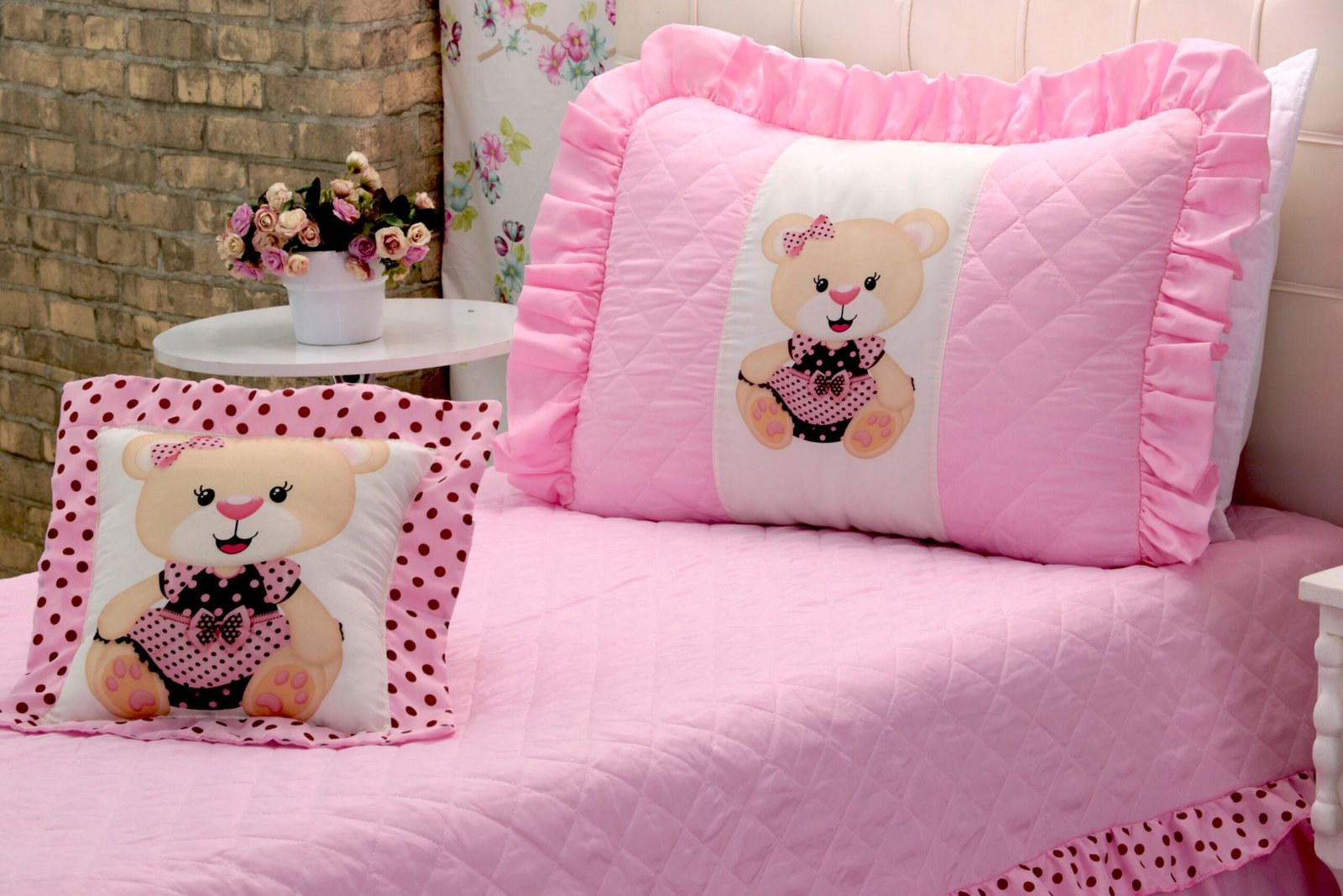 KIT COBRE LEITO URSINHA SOLTEIRO 3 PEÇAS ROSA - Imagem 2