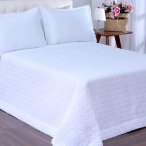 Kit Cobreleito Magnifico Dupla Face Queen Branco 03 pçs
