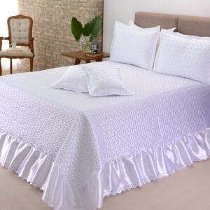 Kit de Colcha Cobre leito Athena Casal Queen 05 peças Branco