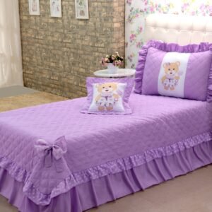 KIT COBRE LEITO URSINHA SOLTEIRO 3 PEÇAS LILAS