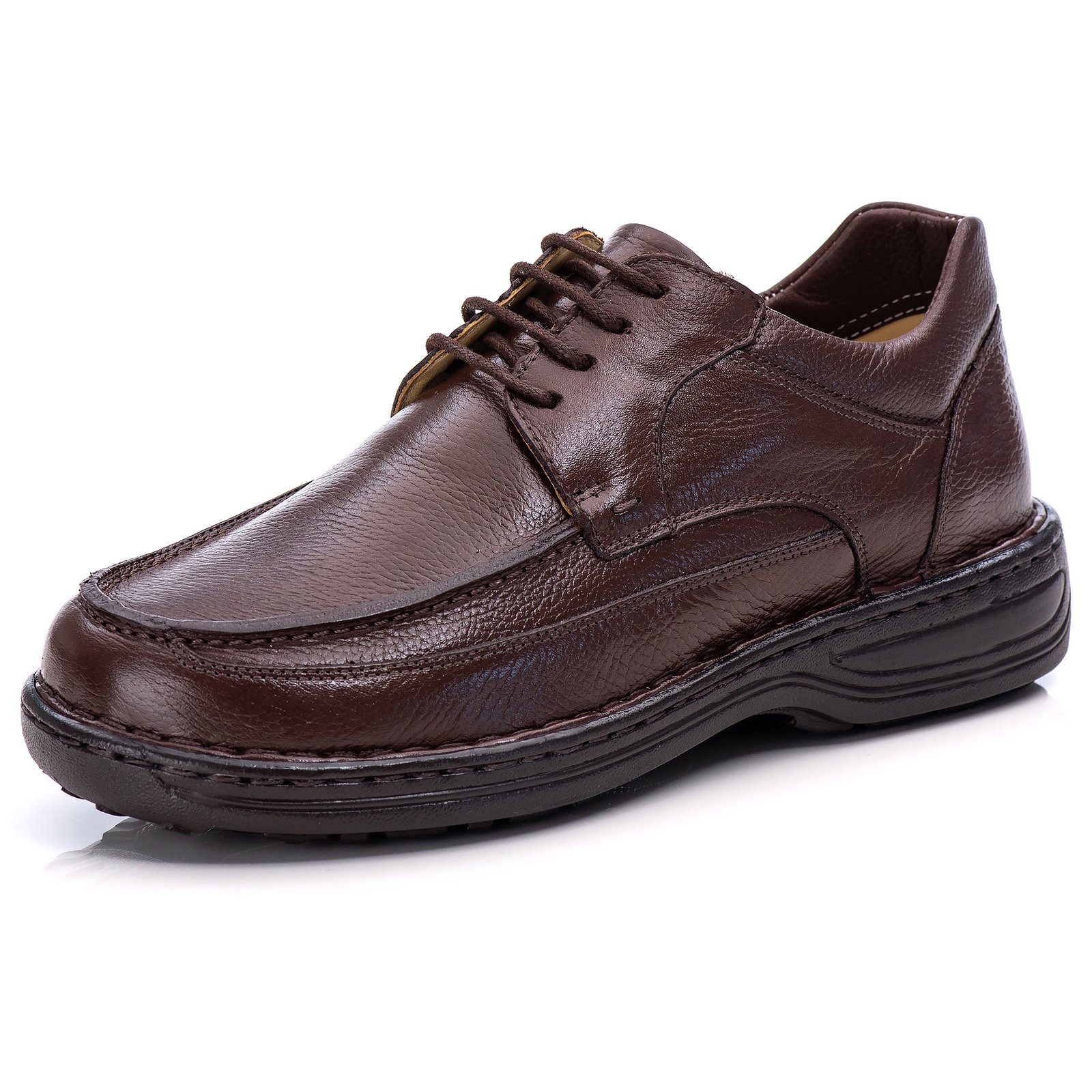 Sapato Casual Conforto Couro Marrom