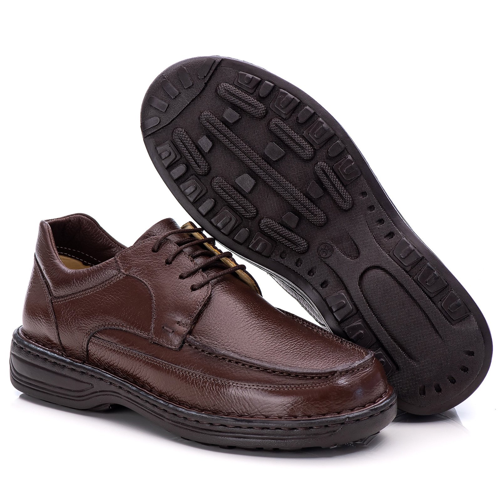 Sapato Casual Conforto Couro Marrom - Imagem 4