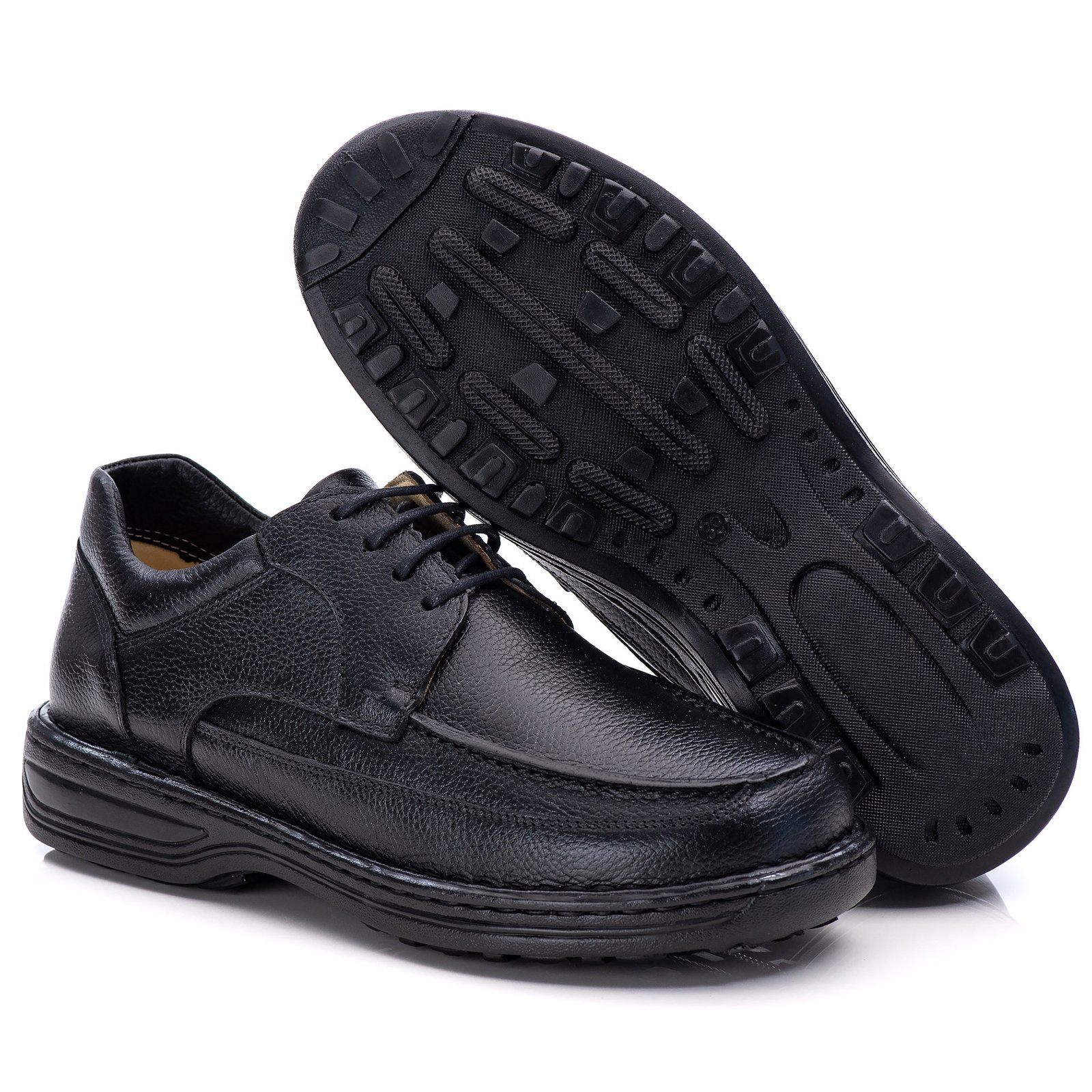 Sapato Casual Conforto Couro Preto - Imagem 3