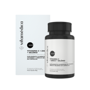 Cápsulas de Vitamina C, Zinco e Selênio – Imunidade, Colágeno e Antioxidante – 60 cápsulas