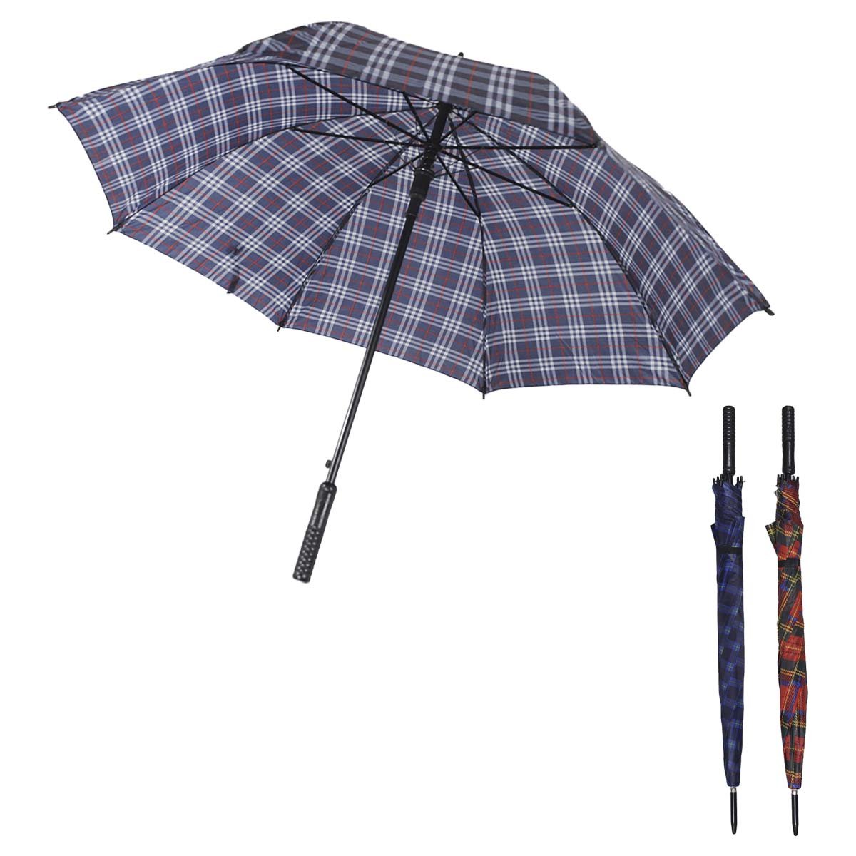 Guarda-Chuva Automático Xadrez 102cm Cabo Reto Cores Sortidas