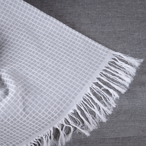 Manta para Sofá Grid 1 Peça 2,10m x 1,35m 60% Algodão / 40% Poliéster Jacquard com Franja - Imagem 4