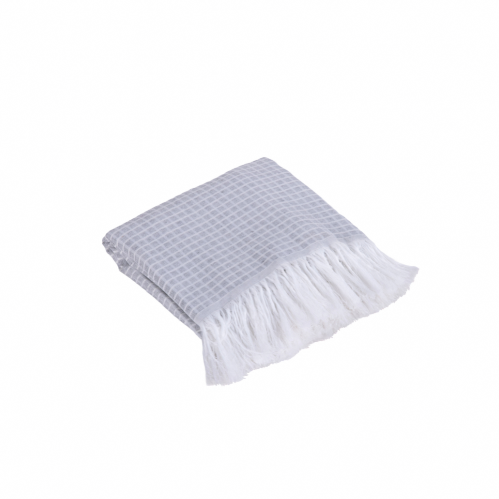 Manta para Sofá Grid 1 Peça 2,10m x 1,35m 60% Algodão / 40% Poliéster Jacquard com Franja - Imagem 6