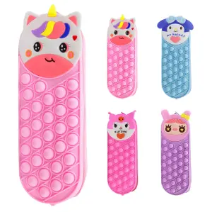 Estojo Pop It de Silicone 21x9x6cm Cores Sortidas
