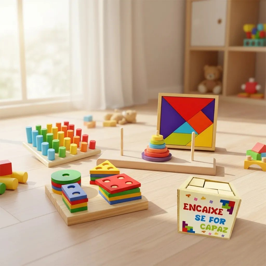 Kit 5 Brinquedos Educativo Infantil em Madeira e EVA Pedagógico Lúdico - Imagem 2