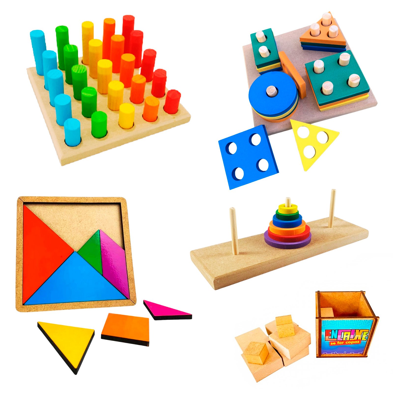 Kit 5 Brinquedos Educativo Infantil em Madeira e EVA Pedagógico Lúdico - Imagem 4