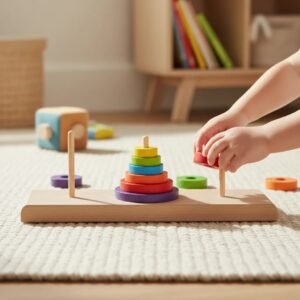 Torre de Hanoi Brinquedo educativo infantil em Madeira e EVA Pedagógico