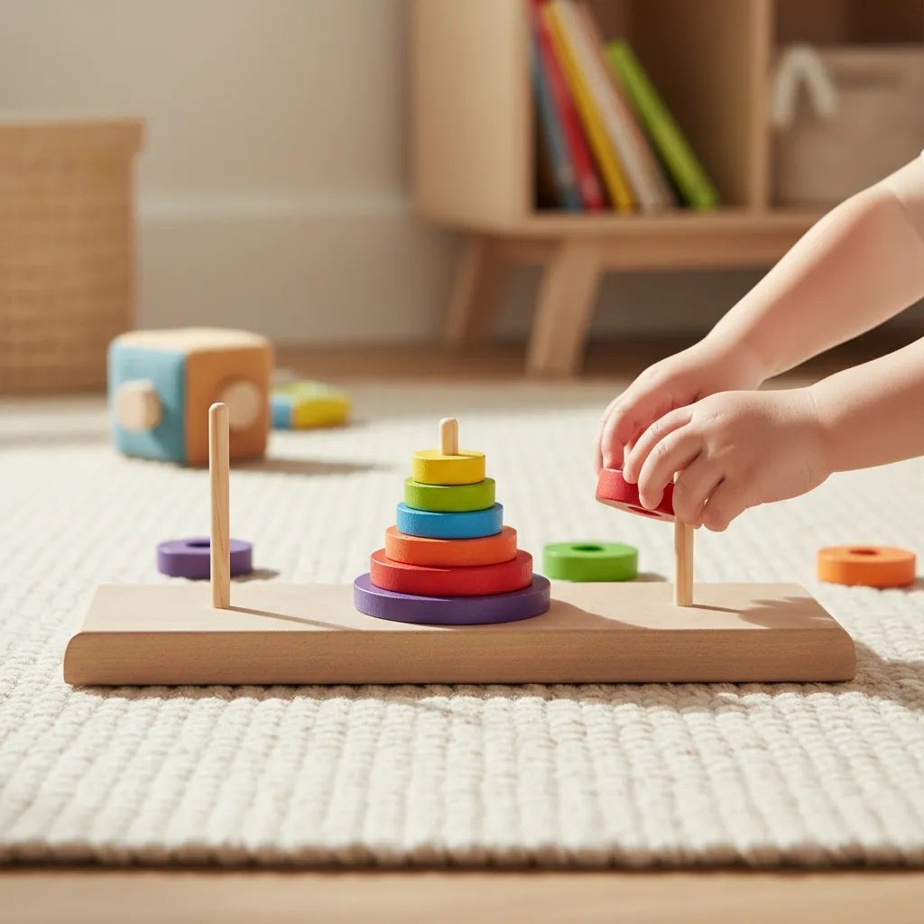 Torre de Hanoi Brinquedo educativo infantil em Madeira e EVA Pedagógico