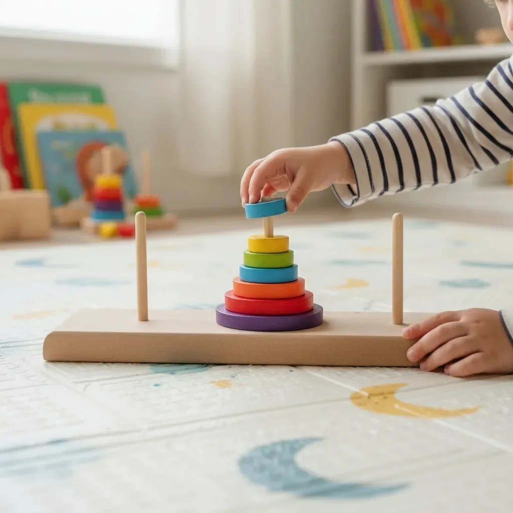 Torre de Hanoi Brinquedo educativo infantil em Madeira e EVA Pedagógico - Imagem 2