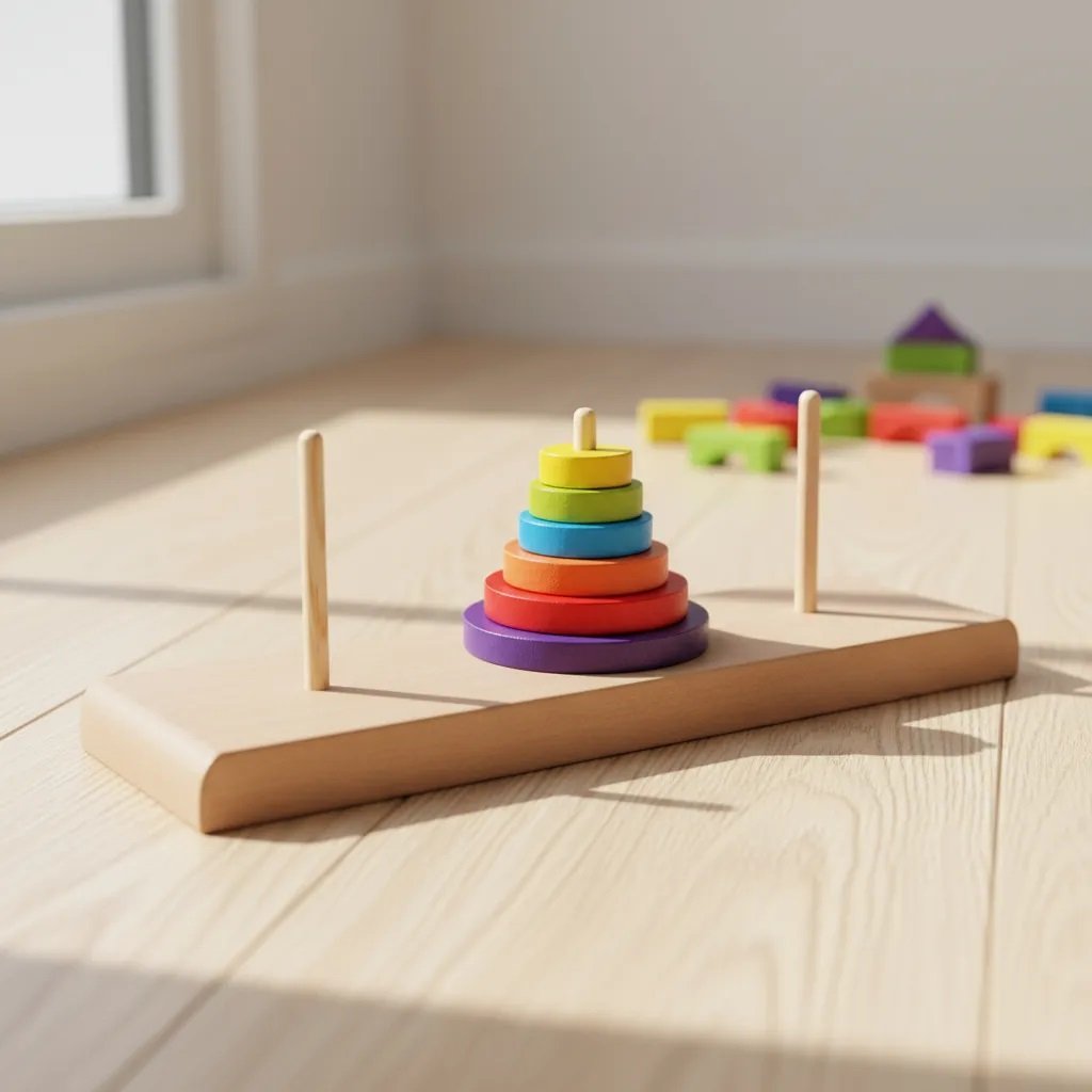 Torre de Hanoi Brinquedo educativo infantil em Madeira e EVA Pedagógico - Imagem 3