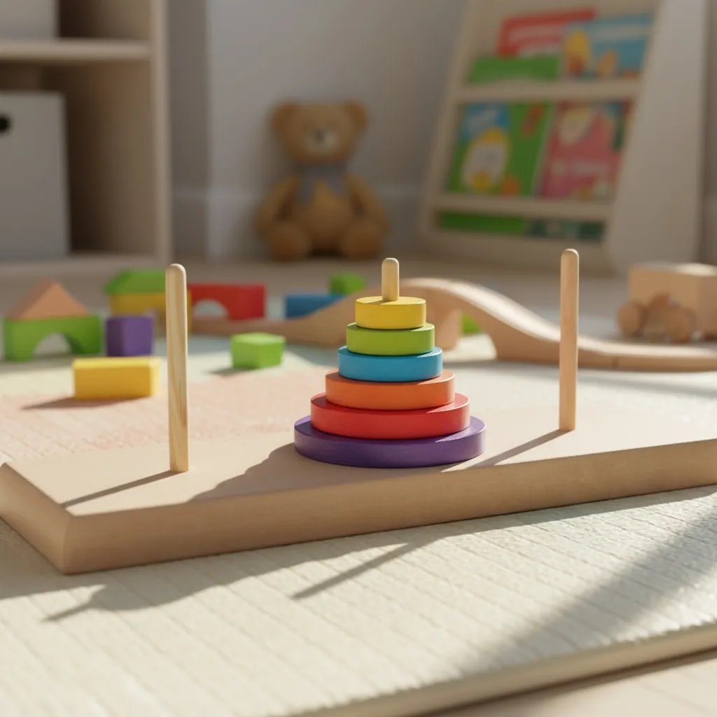 Torre de Hanoi Brinquedo educativo infantil em Madeira e EVA Pedagógico - Imagem 4