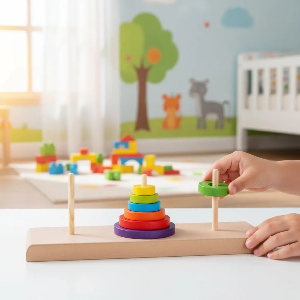 Torre de Hanoi Brinquedo educativo infantil em Madeira e EVA Pedagógico - Imagem 6